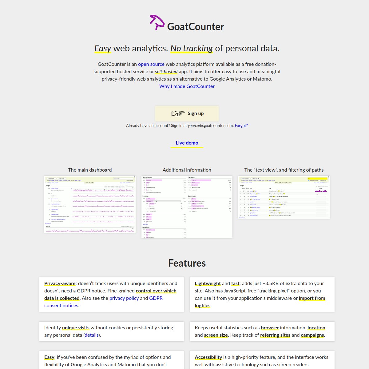 GoatCounter：轻量开源分析，不追踪个人数据