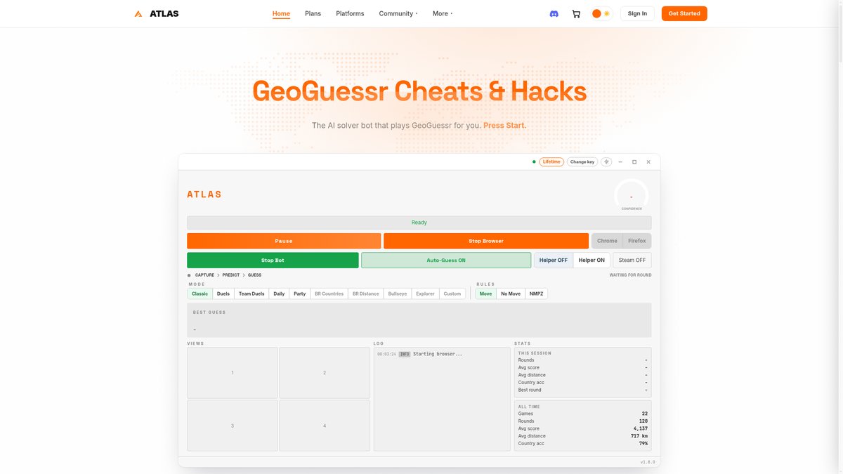 Atlas-geoguessr-bot 官网截图
