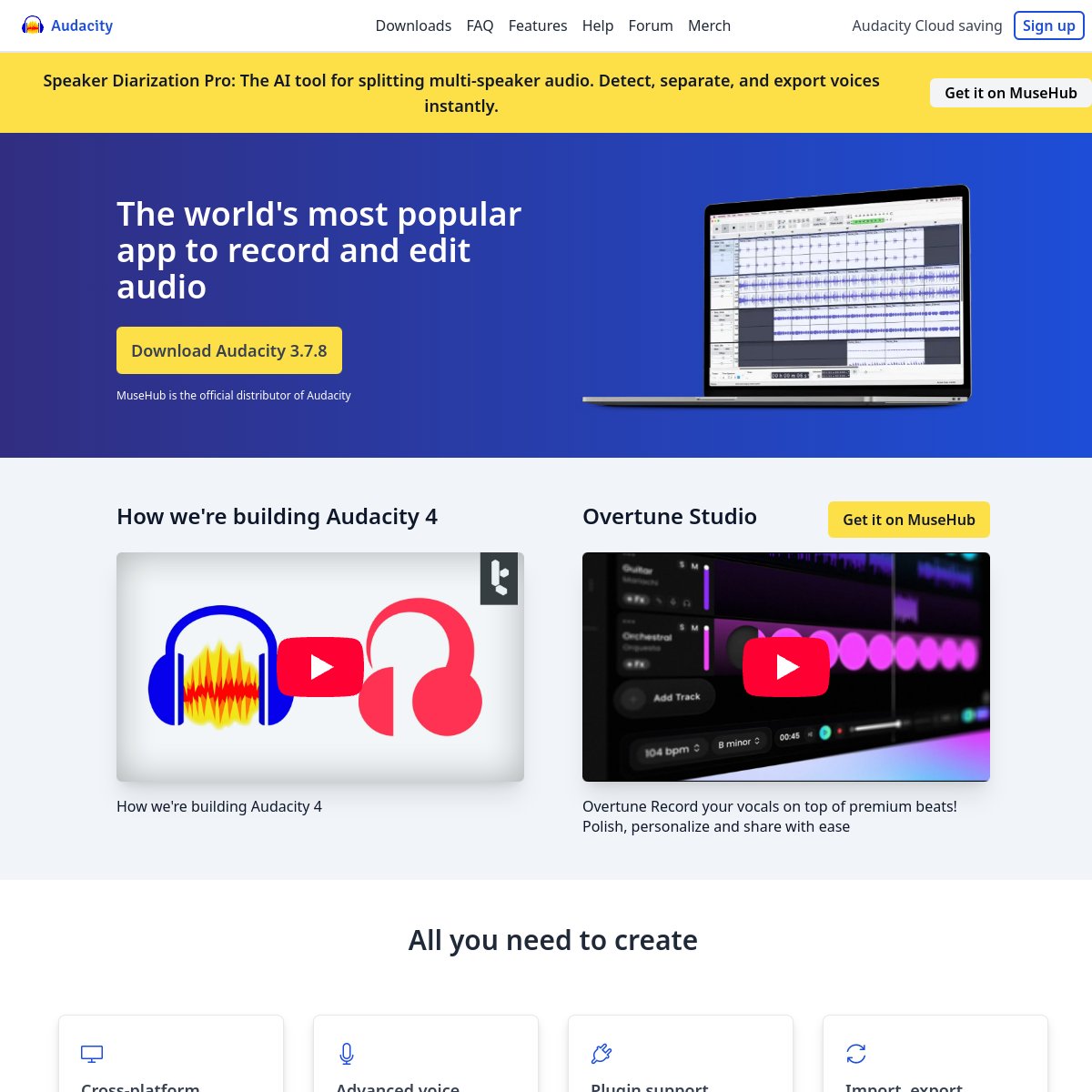 Audacity 官网截图