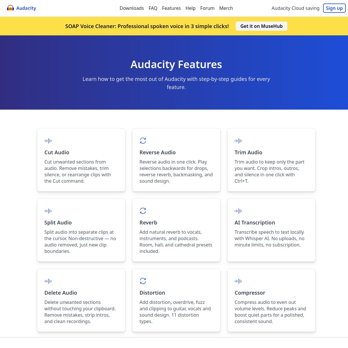 Audacity 官网截图
