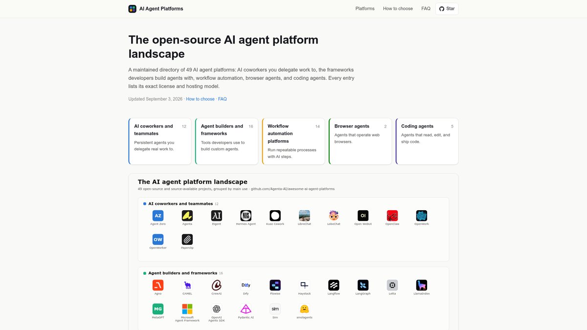 awesome-ai-agent-platforms 官网截图