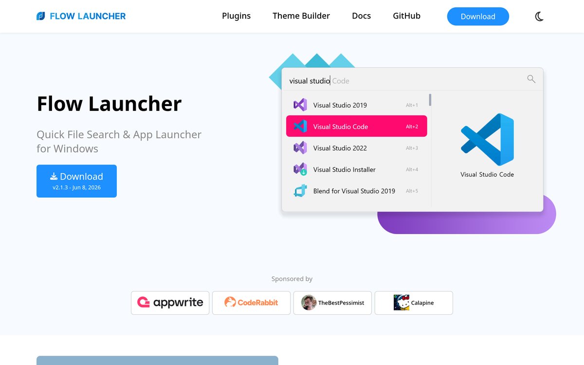 Flow Launcher 官网截图