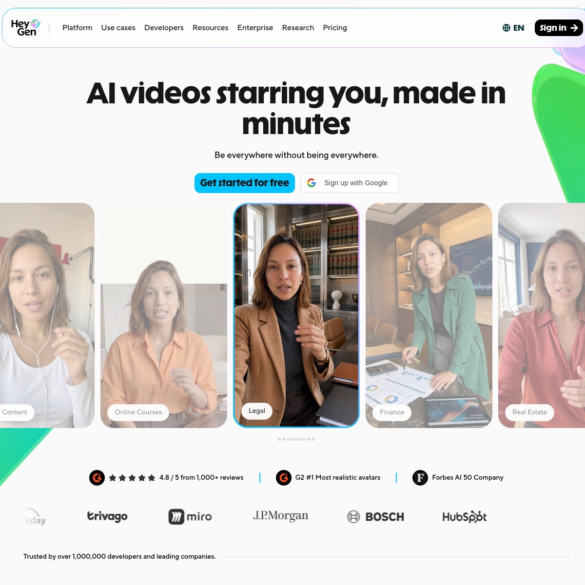 HeyGen 官网截图