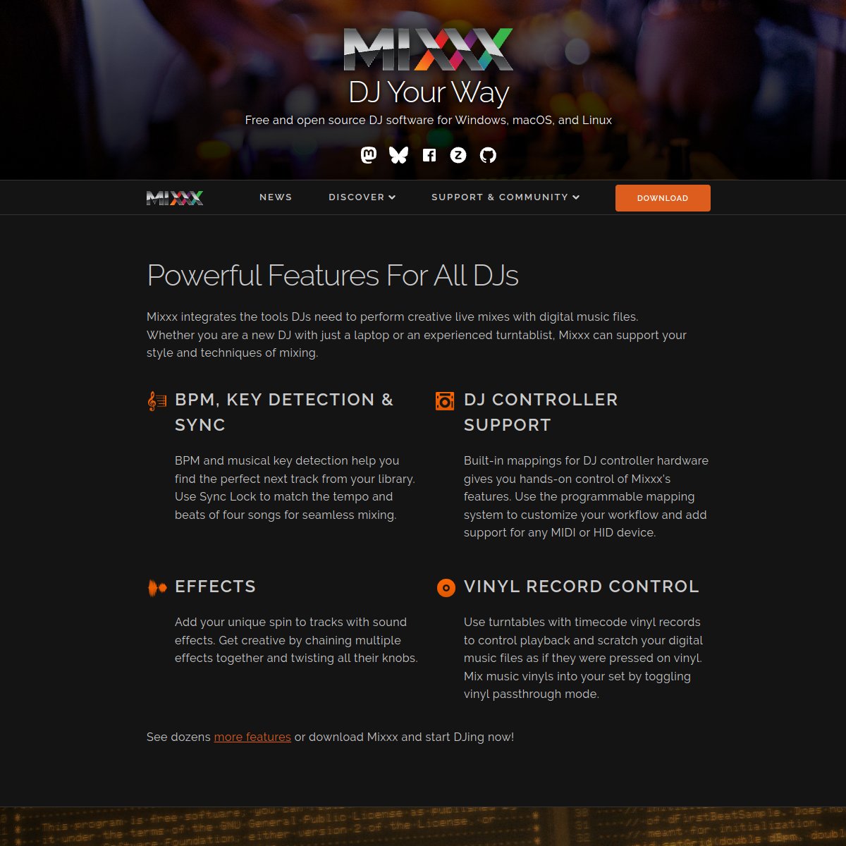 Mixxx 官网截图