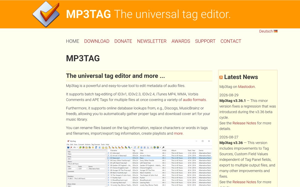 Mp3tag 官网截图