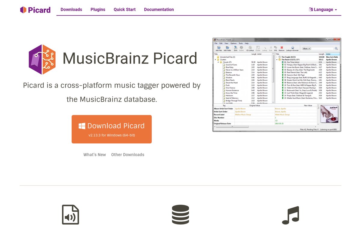 MusicBrainz Picard 官网截图