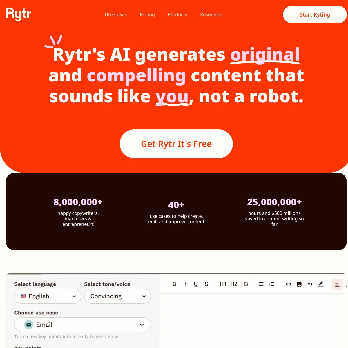 Rytr 官网截图