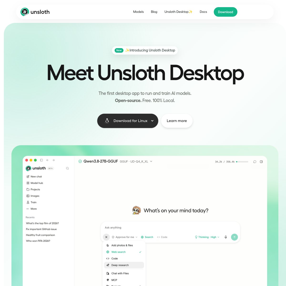 unsloth 官网截图