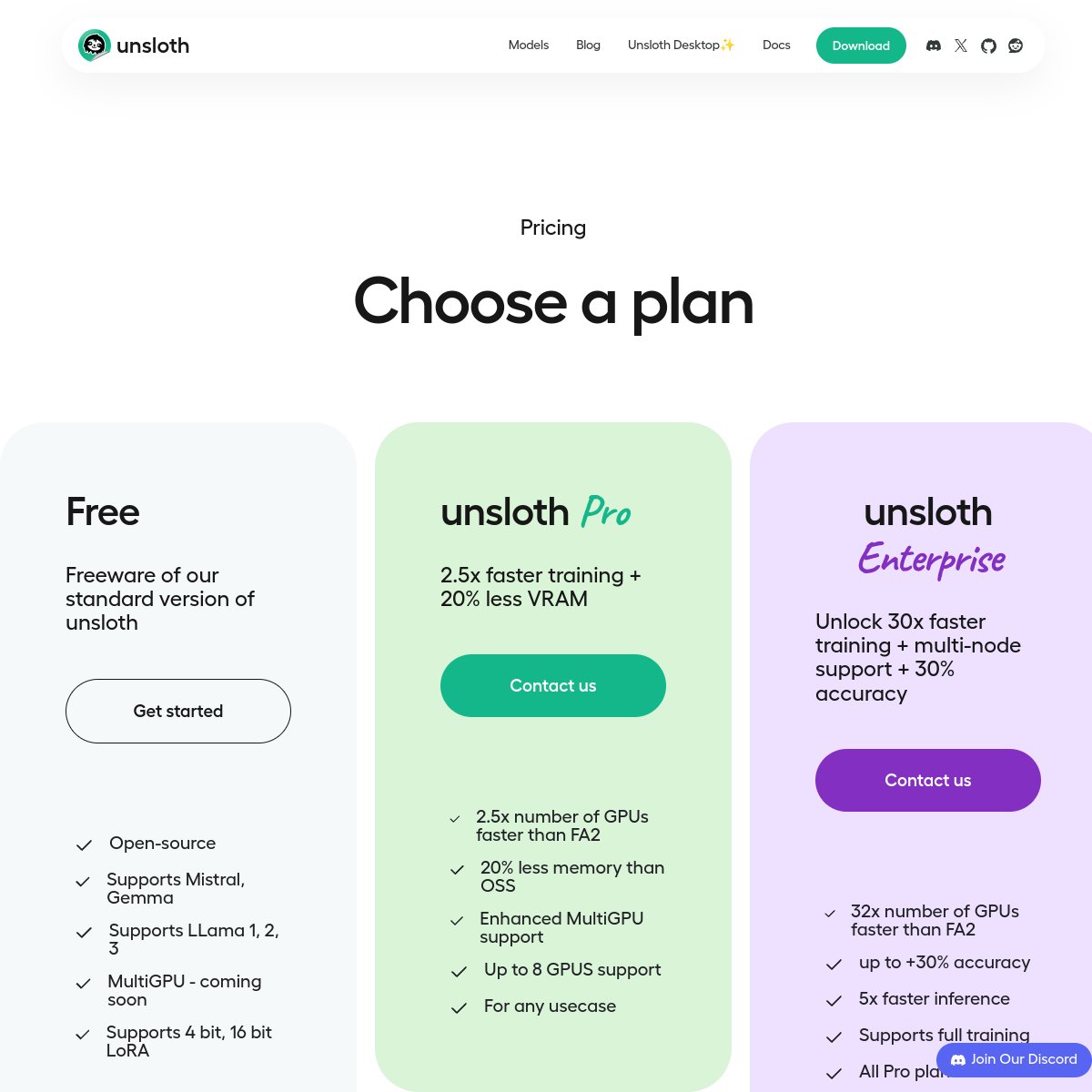 unsloth 官网截图