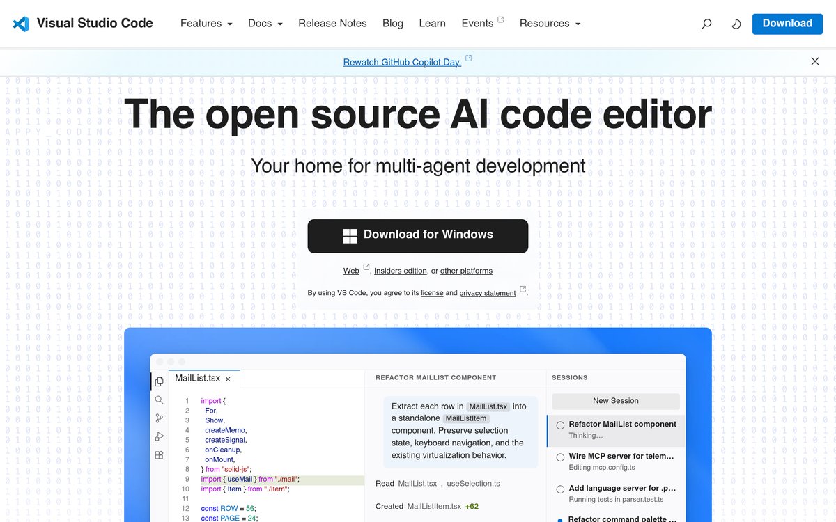 vscode 官网截图